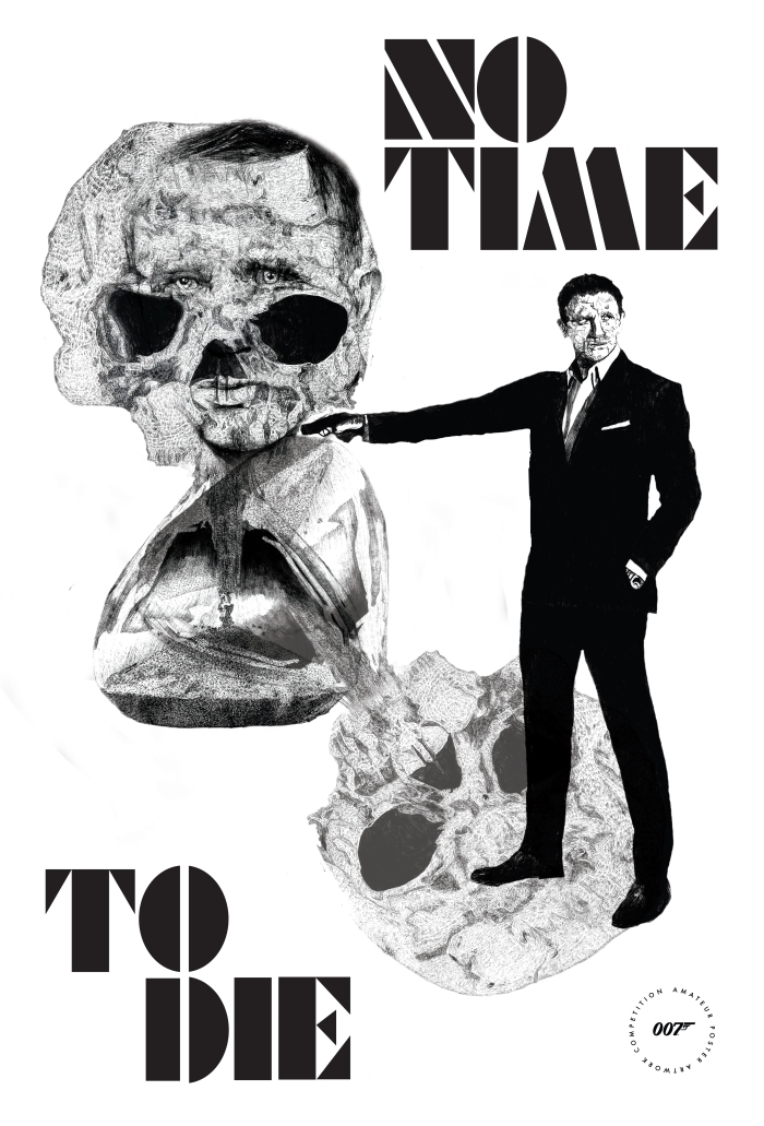 James Bond White Poster By Natalie Knowles #notimetodie
